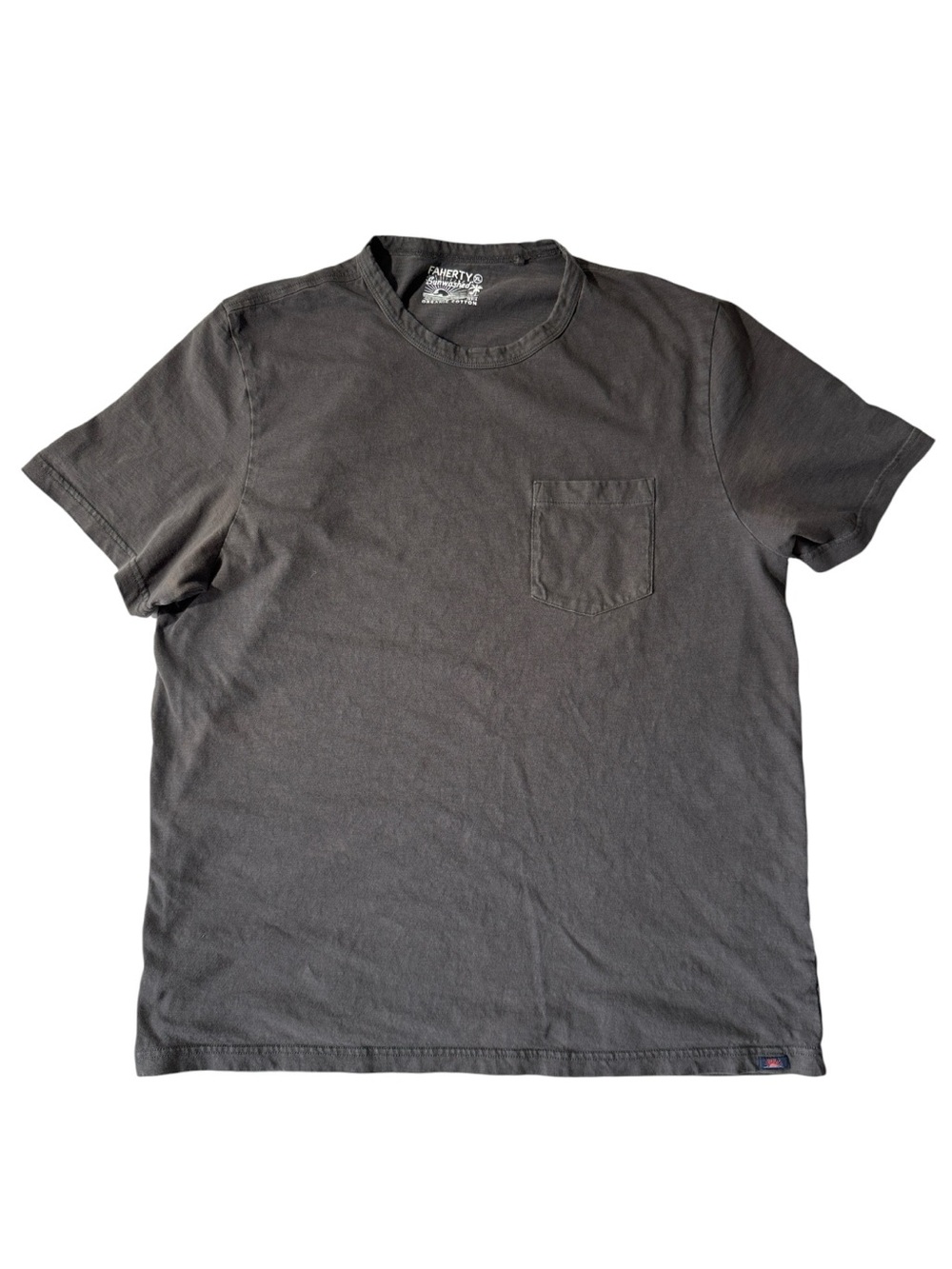 Faherty mens XL grey solid 100% organic cotton short sleeve crewneck t-shirt